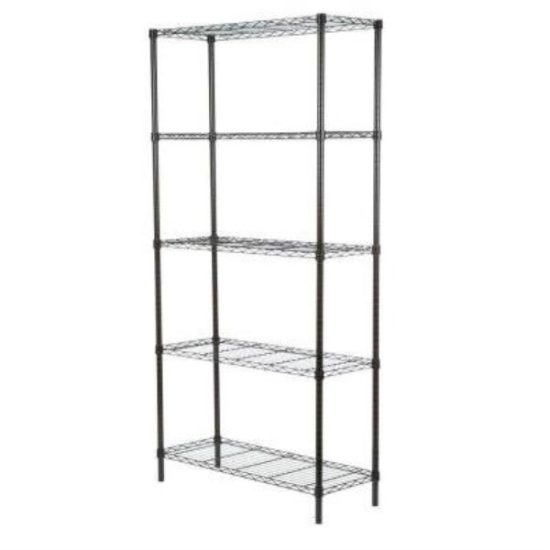 Honey Can Do 35 In. x 72 In. x 13 In. 5-Tier Black Stainless Steel Shelf