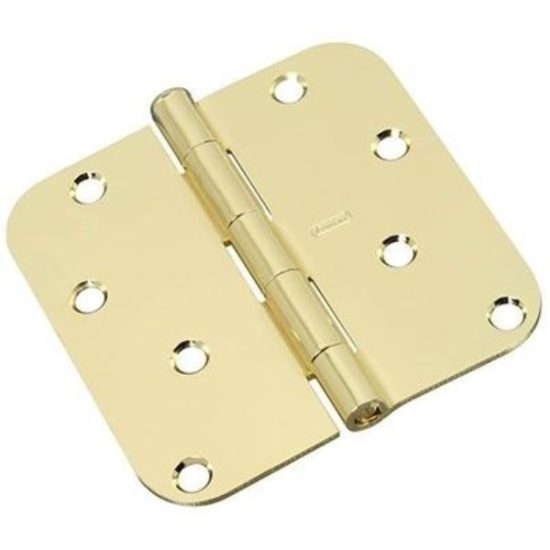 National 4 In. x 5/8 In. Radius Polished Brass Door Hinge