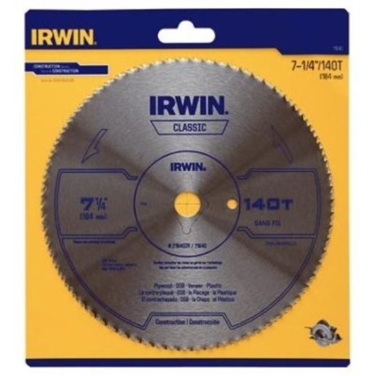 Irwin Steel 7-1/4 In. 140-Tooth Smooth Finish Ripping/Crosscutting Circular Saw Blade