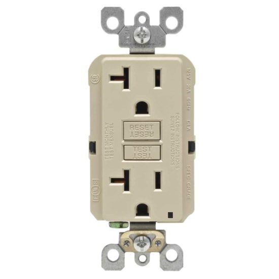 Leviton SmartlockPro Self-Test 20A Ivory Commercial Grade Rounded Corner 5-20R GFCI Outlet