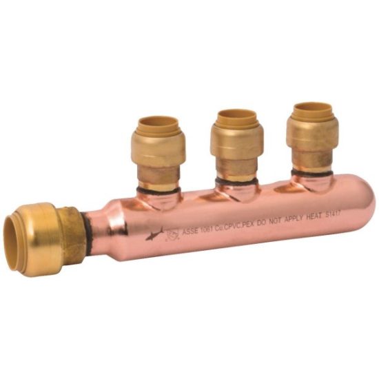 SharkBite 3/4 In. x 1/2 In. Push-to-Connect 3-Port Closed PEX Manifold