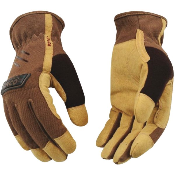 KincoPro Men's XL Brown Polyester-Spandex Fabric Back Work Glove