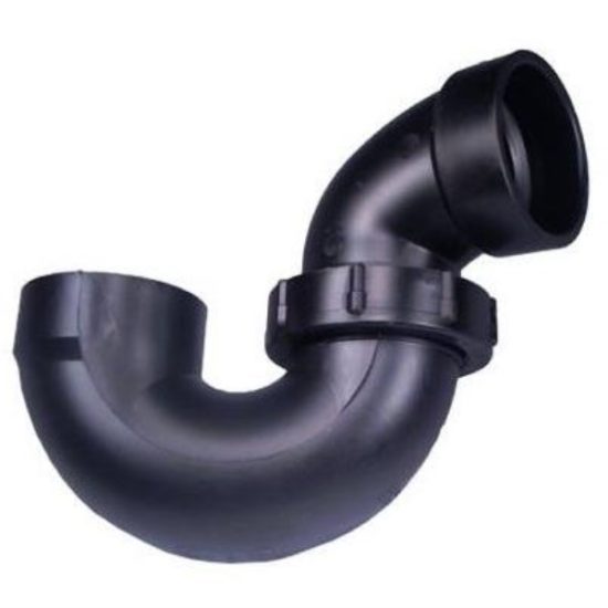 United States Hardware 1-1/2" x 1-1/2" Black ABS Plastic Bathtub P-Trap