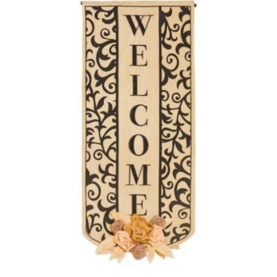 Evergreen Textile Decor - Swirl Welcome, Size: 12.5" x 28"