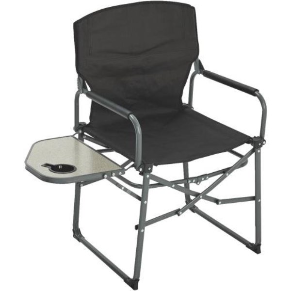 Outdoor Expressions Black Polyester Director Camp Folding Chair with Side Table
