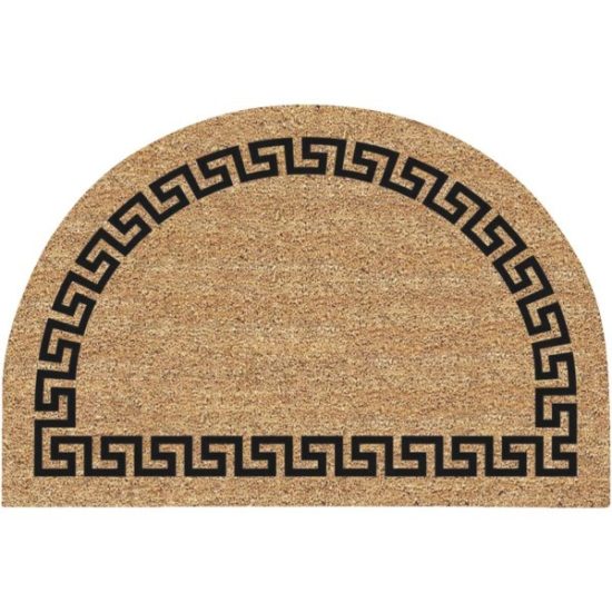 Americo Home Greek Key 24 In. x 36 In. Coir/Vinyl Half Round Door Mat