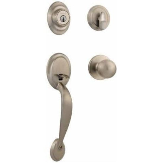 Kwikset Satin Nickel Entry Door Handleset with Smartkey