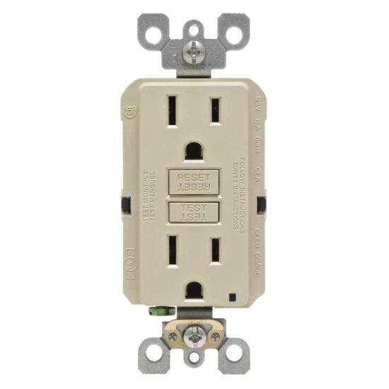 Leviton SmartlockPro Self-Test 15A Ivory Residential Grade Rounded Corner 5-15R GFCI Outlet