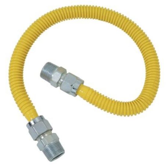 Dormont 5/8 In. OD x 36 In. Coated Stainless Steel Gas Connector, 3/4 In. MIP x 1/2 In. MIP (Tapped 3/8 In. FIP)