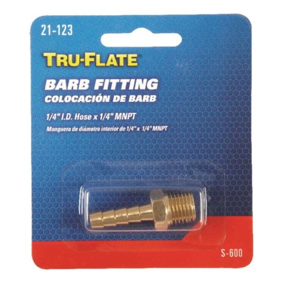 Tru-Flate 1/4 In. Barb 1/4 In. MNPT Brass Hose End
