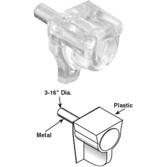Prime-Line 3mm Clear Plastic with Metal Stem Shelf Support (8-Count)