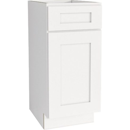 CraftMark Plymouth Shaker 15 In. W x 24 In. D x 34.5 In. H White Base Kitchen Cabinet