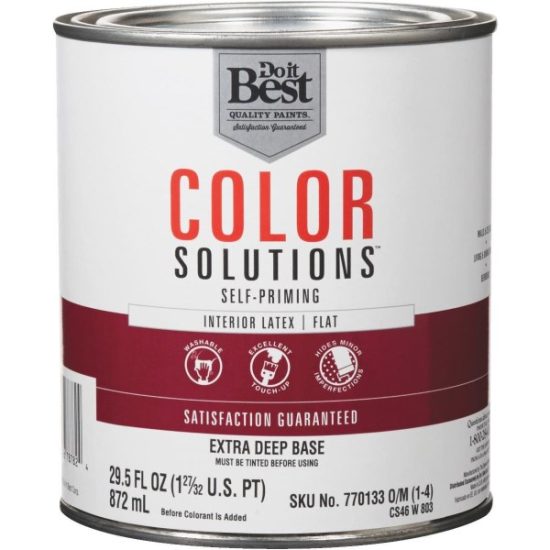 Do it Best Color Solutions Latex Self-Priming Flat Interior Wall Paint, Extra Deep Base, 1 Qt.
