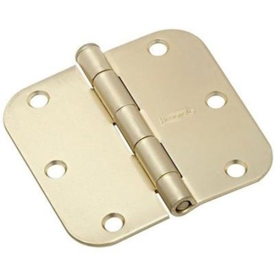 National 3-1/2 In. x 5/8 In. Radius Satin Brass Door Hinge (3-Pack)