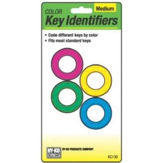 Lucky Line Vinyl Medium Size Key Identifier Ring, Assorted Colors (4-Pack)