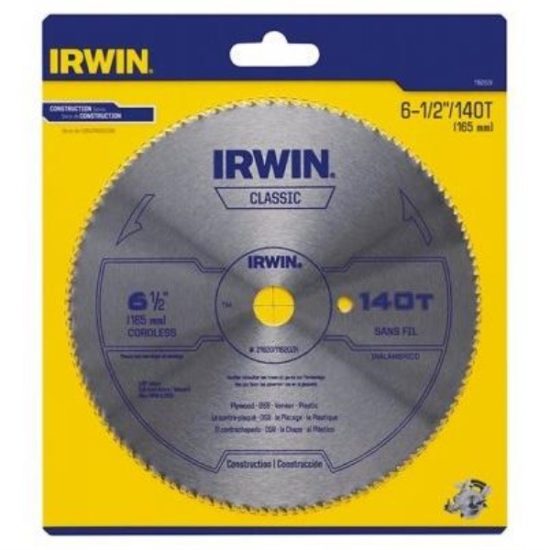 Irwin Steel 6-1/2 In. 140-Tooth Ripping/Crosscutting Circular Saw Blade