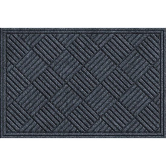 Apache Textures Smoke 24 In. x 36 In. Carpet/Recycled Rubber Door Mat