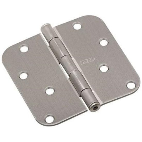 National 4 In. x 5/8 In. Radius Satin Nickel Door Hinge