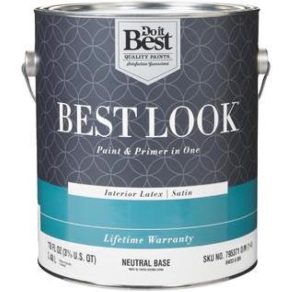 Best Look Latex Paint & Primer In One Satin Interior Wall Paint, Neutral Base, 1 Gal.