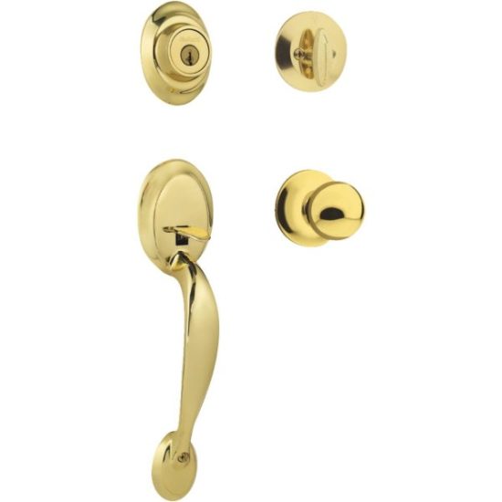Kwikset Polished Brass Entry Door Handleset with Smartkey