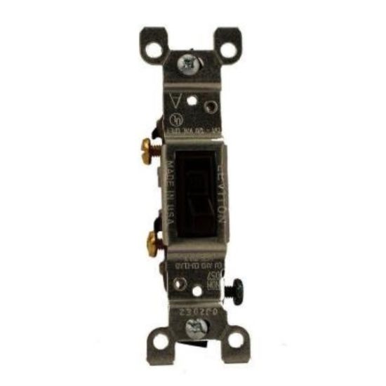Leviton Residential Grade 15 Amp Toggle Single Pole Grounded Switch, Brown
