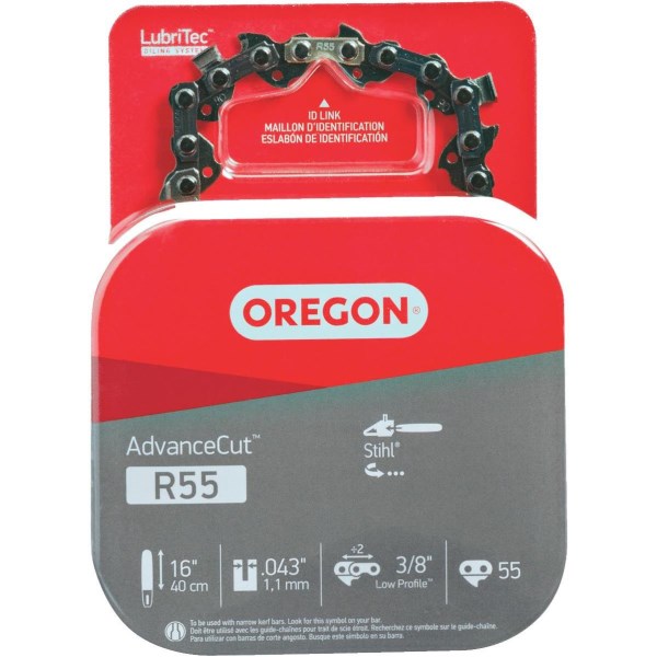 Oregon AdvanceCut LubriTec R55 16 In. 3/8 In. Low Profile 55 Link Chainsaw Chain
