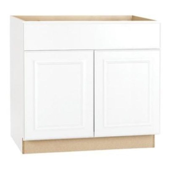 Continental Cabinets Hamilton 36 In. W x 34-1/2 In. H x 24 In. D White Thermofoil Sink/Cooktop Base Kitchen Cabinet