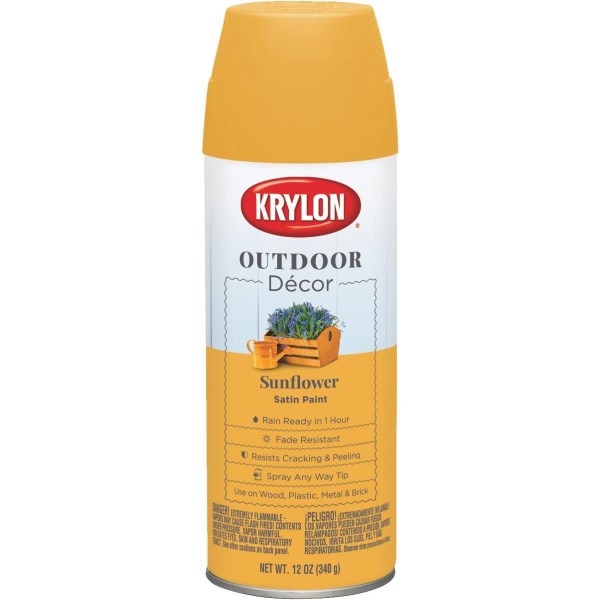 Krylon Outdoor Decor 12 Oz Satin Alkyd Spray Paint, Sunflower