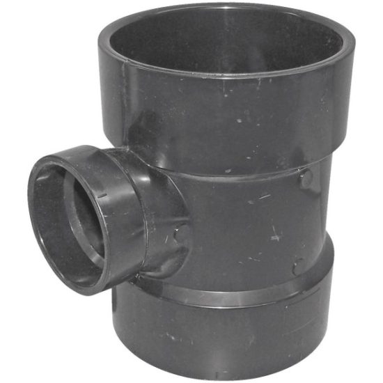 Charlotte Pipe 4 x 4 x 2 In. Hub x Hub x Hub Reducing Sanitary ABS Waste & Vent Tee