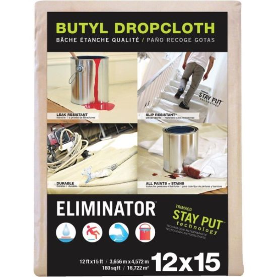 Trimaco Eliminator Butyl-Back Canvas 12 Ft. x 15 Ft. Heavy-Duty Drop Cloth