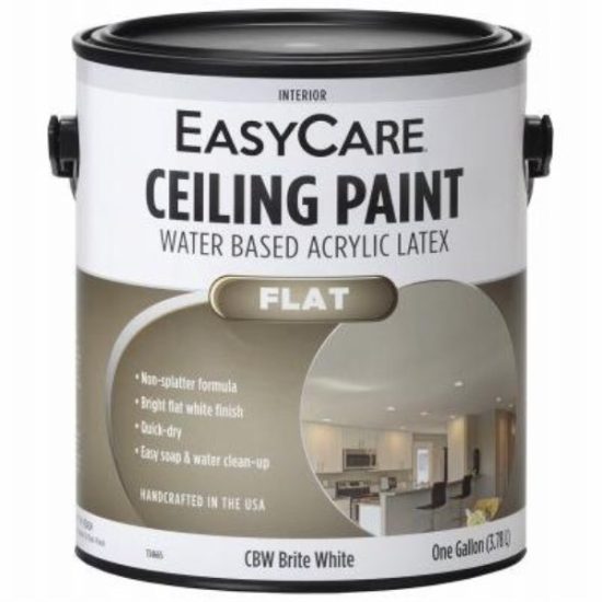 Latex Ceiling Paint, Brite White Flat, 1-Gallon