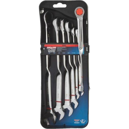 Channellock Standard 12-Point Twisted Ratcheting Combination Wrench Set (7-Piece)