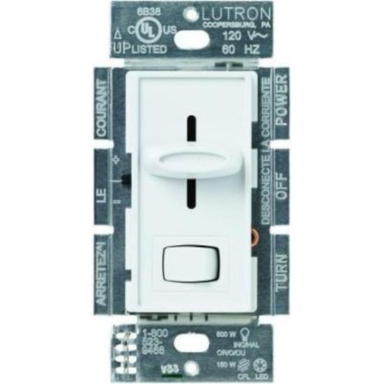 Lutron Skylark Incandescent/Halogen/LED/CFL White Slide Dimmer Switch