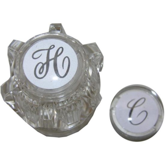 Lasco Moen Round with Hot & Cold Buttons Clear Tub & Shower Handle Kit