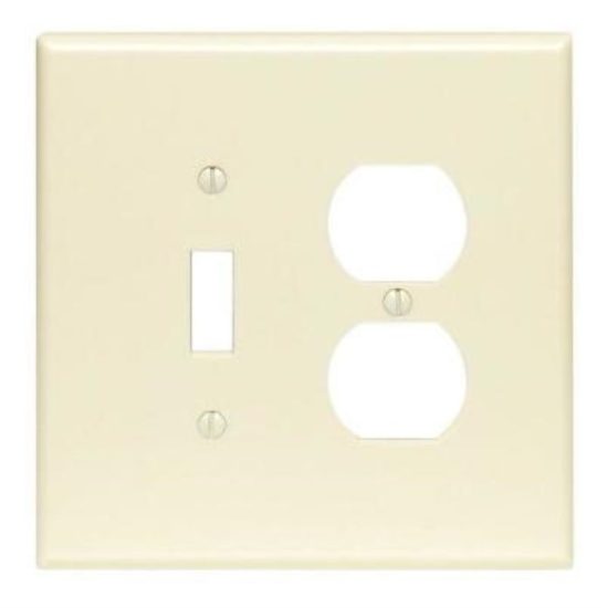 Leviton 2-Gang Plastic Single Toggle/Duplex Outlet Wall Plate, Ivory