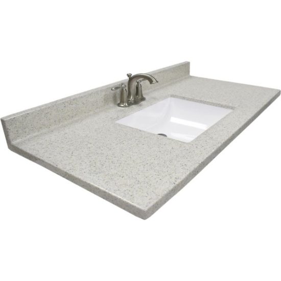 Modular Vanity Tops 37 In. W x 22 In. D Dune Cultured Marble Vanity Top with Rectangular Wave Bowl