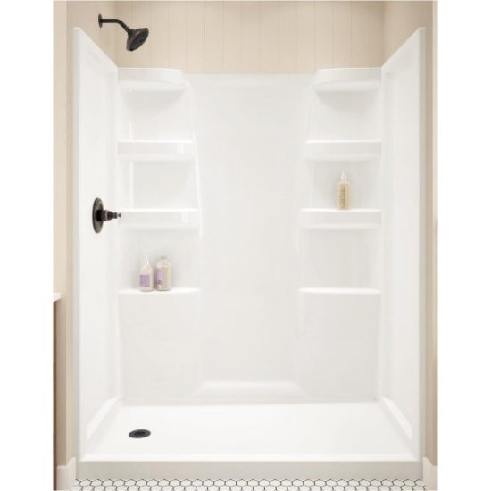 Delta Hycroft 3-Piece 60 In. L x 30 In. D Shower Wall Set in White