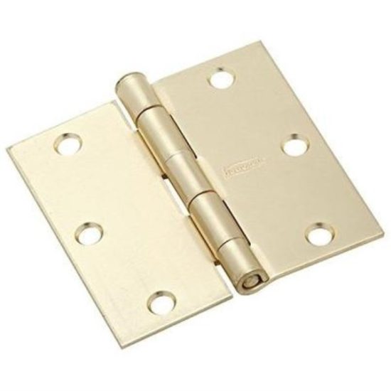 National 3 In. Square Satin Brass Door Hinge