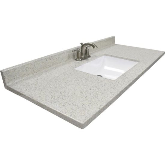 Modular Vanity Tops 49 In. W x 22 In. D Dune Cultured Marble Vanity Top with Rectangular Wave Bowl