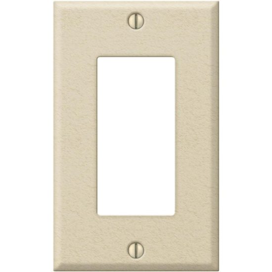 Amerelle PRO 1-Gang Stamped Steel Rocker Decorator Wall Plate, Ivory Wrinkle