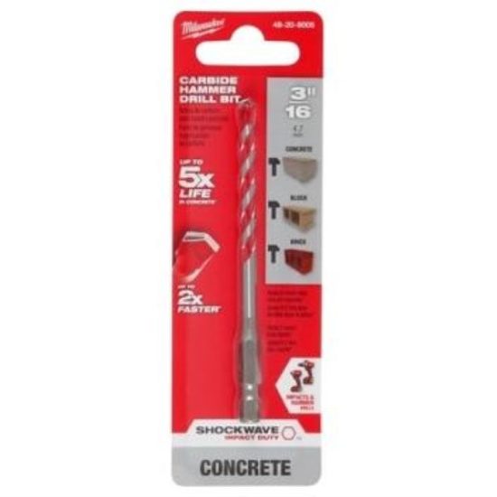 Milwaukee SHOCKWAVE 3/16 In. x 4 In. Carbide Masonry Drill Bit