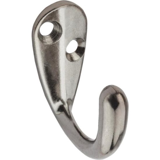 National Chrome Single Clothes Wardrobe Hook, (2-Pack)