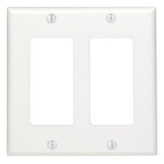 Leviton Decora 2-Gang Smooth Plastic Rocker Decorator Wall Plate, White