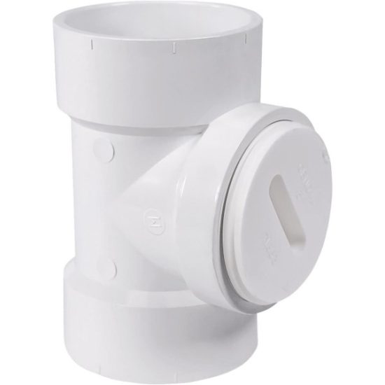 Charlotte Pipe 3 In. Test PVC Tee with Toe Saver Plug