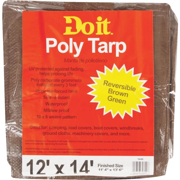 Do it Best 1 Side Green/1 Side Brown Woven 12 Ft. x 14 Ft. Medium Duty Poly Tarp