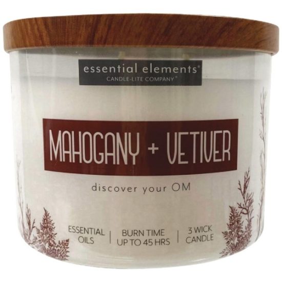 Candle Lite Essential Elements 14.75 Oz. Mahogany & Vetiver Jar Candle with Lid