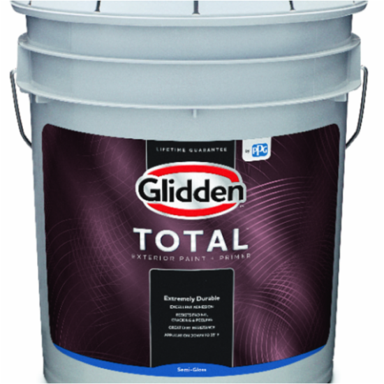 Glidden Total Exterior Paint + Primer Semi-Gloss White & Pastel Base 5 Gallon