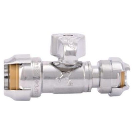 SharkBite 1/2 In. x 1/4 In. (3/8 In. OD) Brass Straight Stop Valve