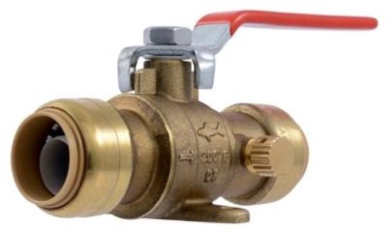 SharkBite 3/4 In. Brass Push-Fit Ball Valve with Drain & Mounting Tab