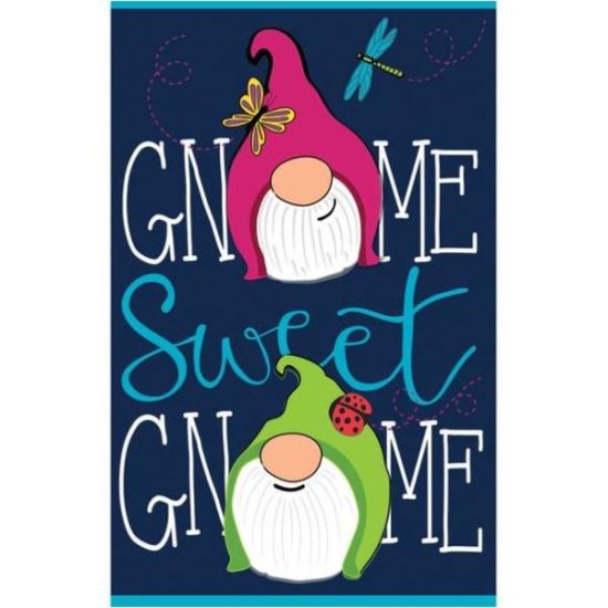 Evergreen Enterprises Applique Gnome Sweet Gnome Garden Flag